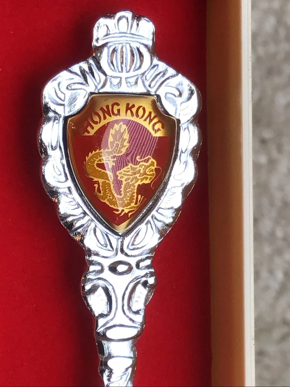 Vintage Hong Kong Golden Dragon Collectible Spoon in original package, 4 3/4”